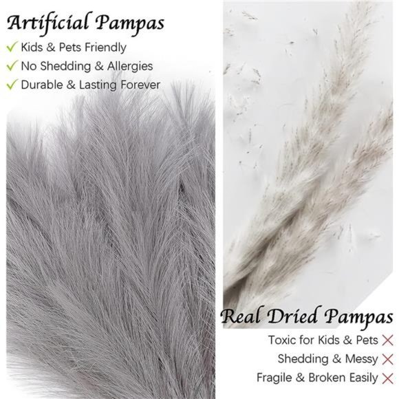 7-Pcs 38"/3.1FT Faux Pampas Grass Tall Fluffy Artificial Fake Flower Boho Decor - Picture 5 of 7